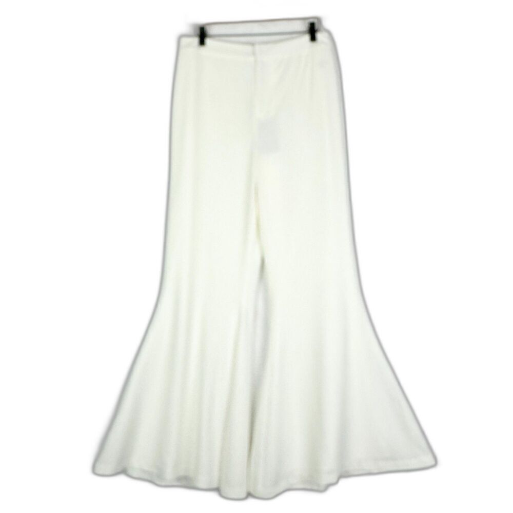 Heidi Daus Flare Leg Pants Size Medium White NEW Lined Crepe High Rise